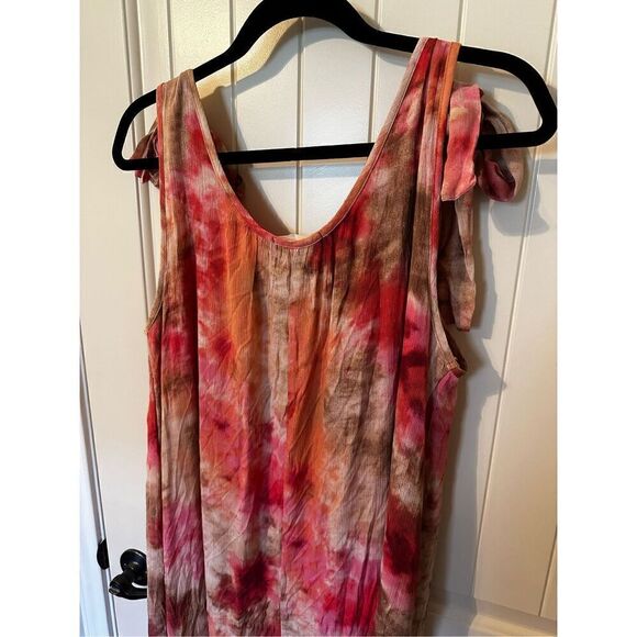 NWT Entro Tie Dye Sleeveless Rayon Lined Colorful Maxi Dress Women Size L - Picture 10 of 12